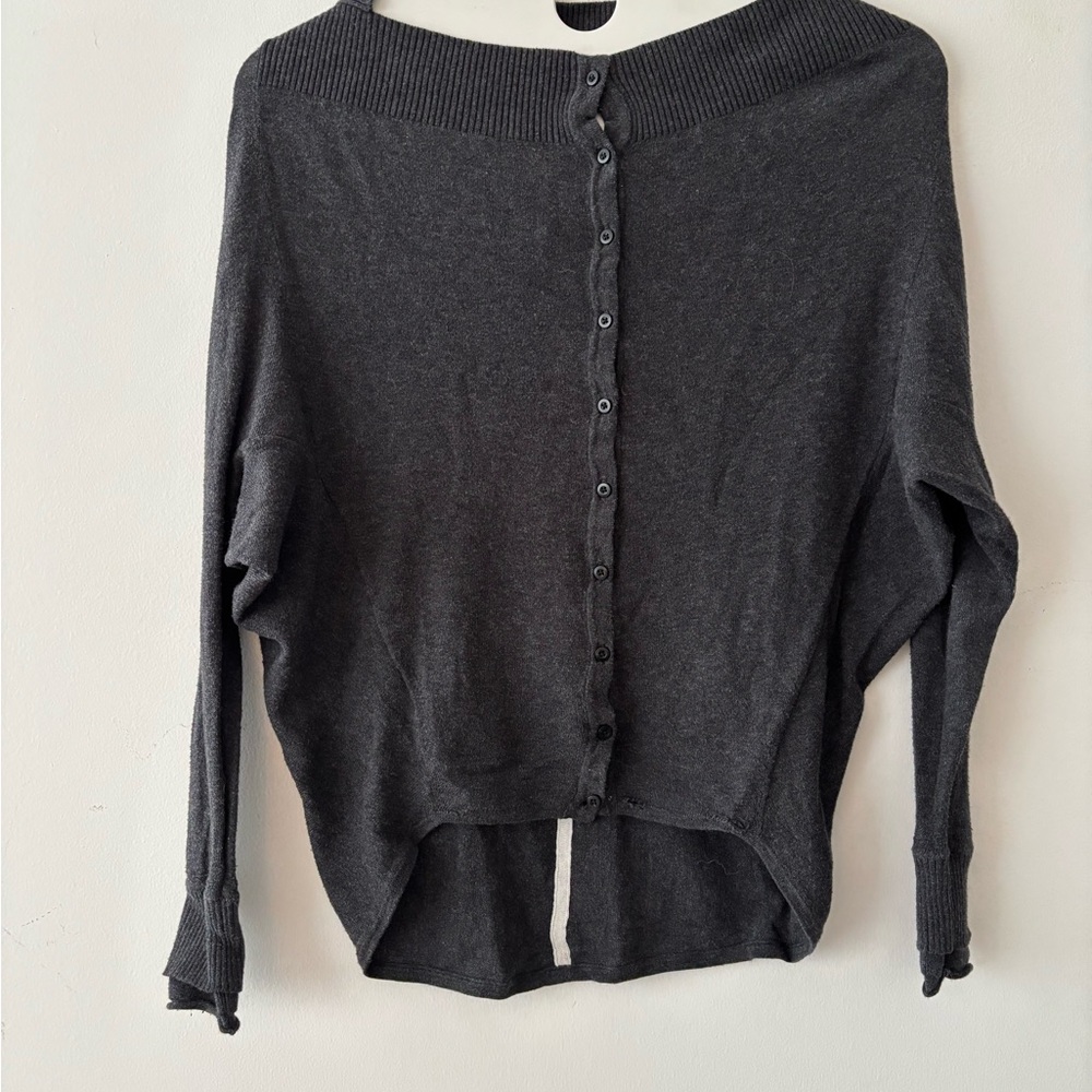 Lululemon after class cardigan cotton sweater charcoal gray size 2